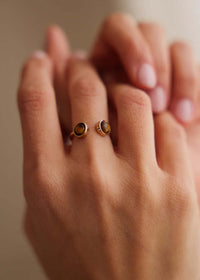 Canis Minor Ring — Gold with tiger's eye stones on model — MYFASHIONFRUIT