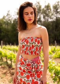 Kaia Top — Floral tube top & wrap skirt on model — MYFASHIONFRUIT