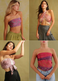 Bijal Silk Scarf - Pinks — Scarves on models wearing different styles — MYFASHIONFRUIT