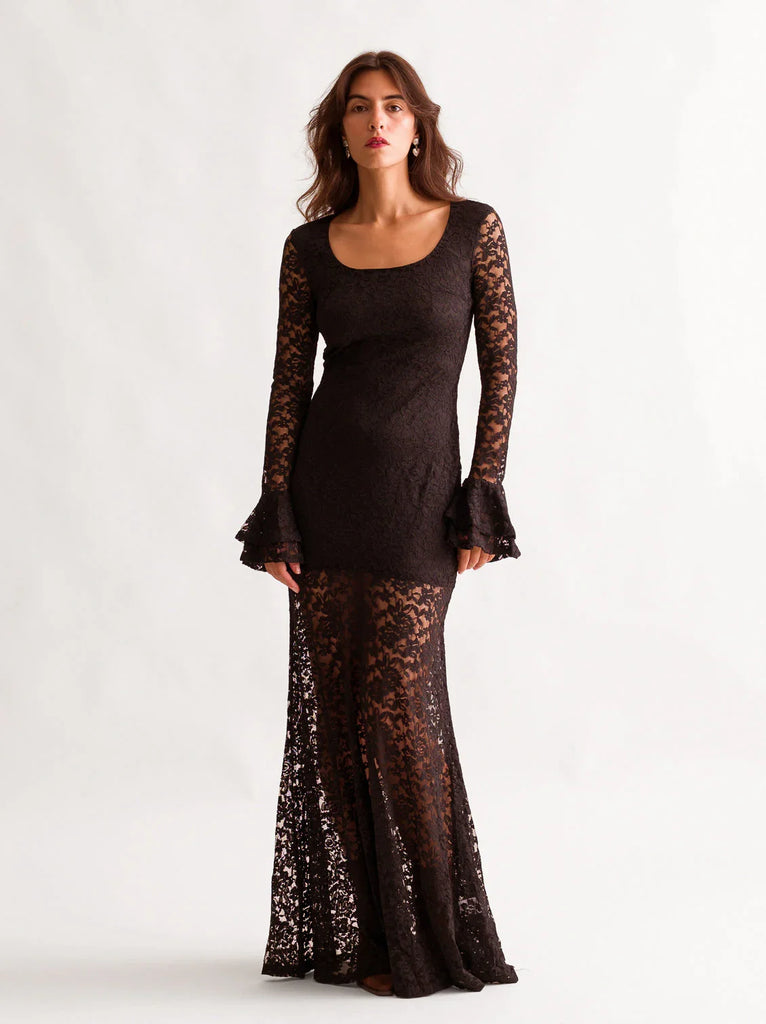 Ramona Dress — Black lace dress on model — MYFASHIONFRUIT
