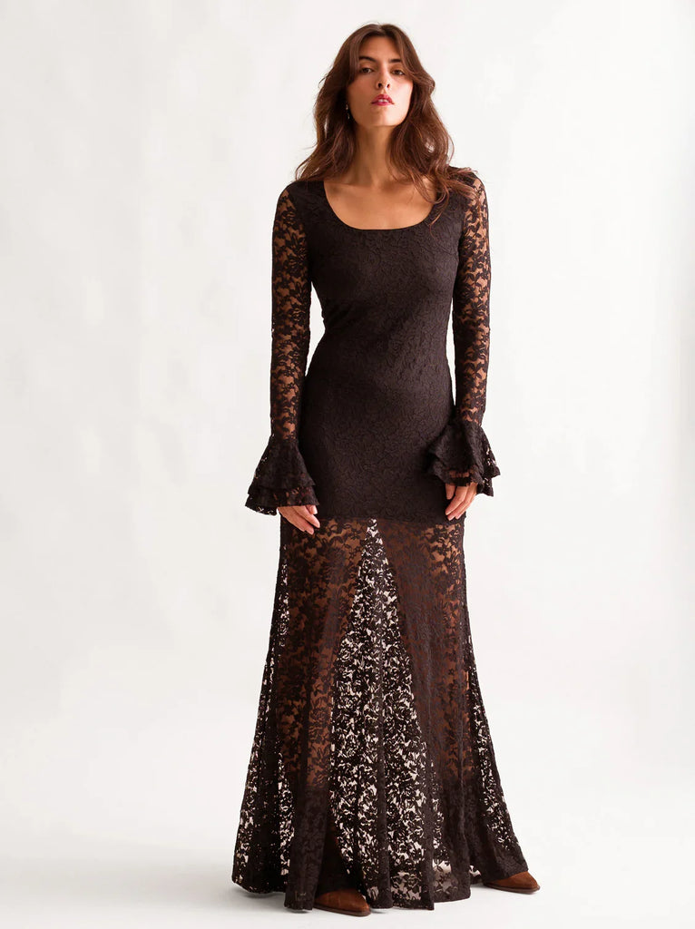 Ramona Dress — Black lace dress on model — MYFASHIONFRUIT