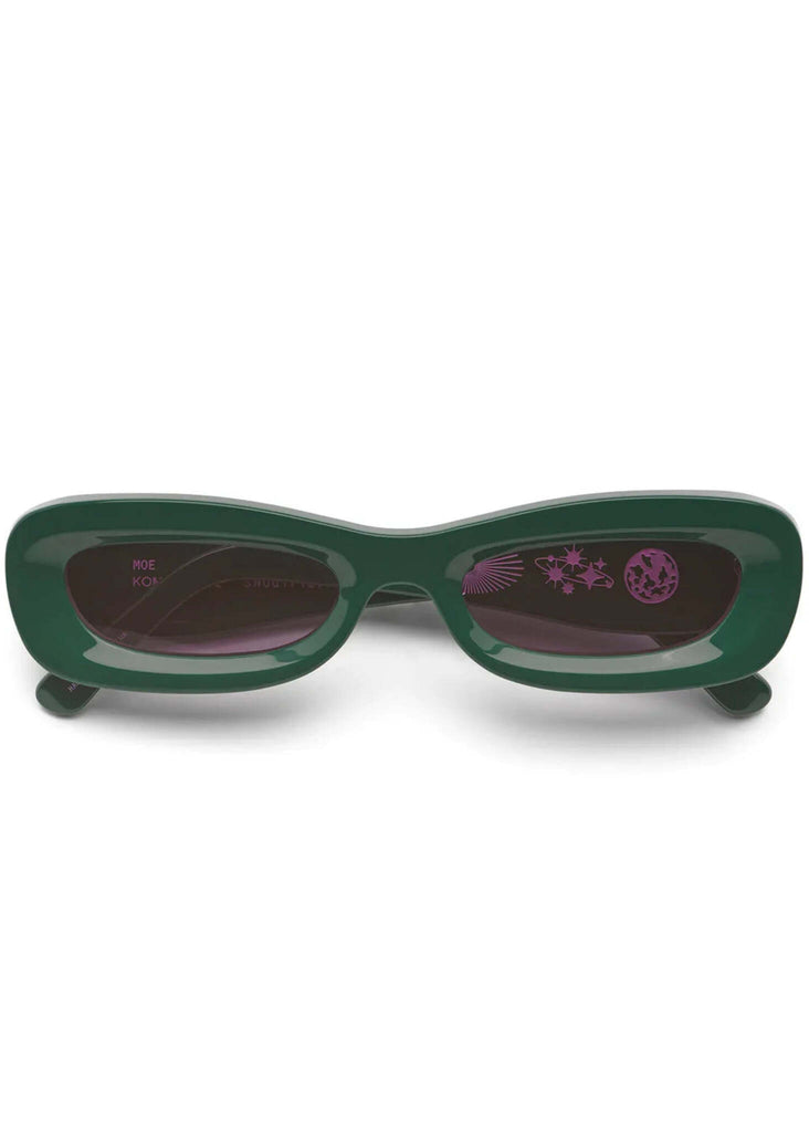 Komono MOE Green Splash Sunglasses — Green frame with purple details — MYFASHIONFRUIT