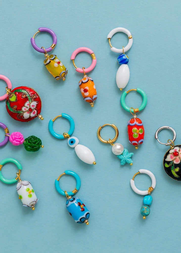 Set of Mood Charms — Colorful beaded hoop earrings detail — MYFASHIONFRUIT