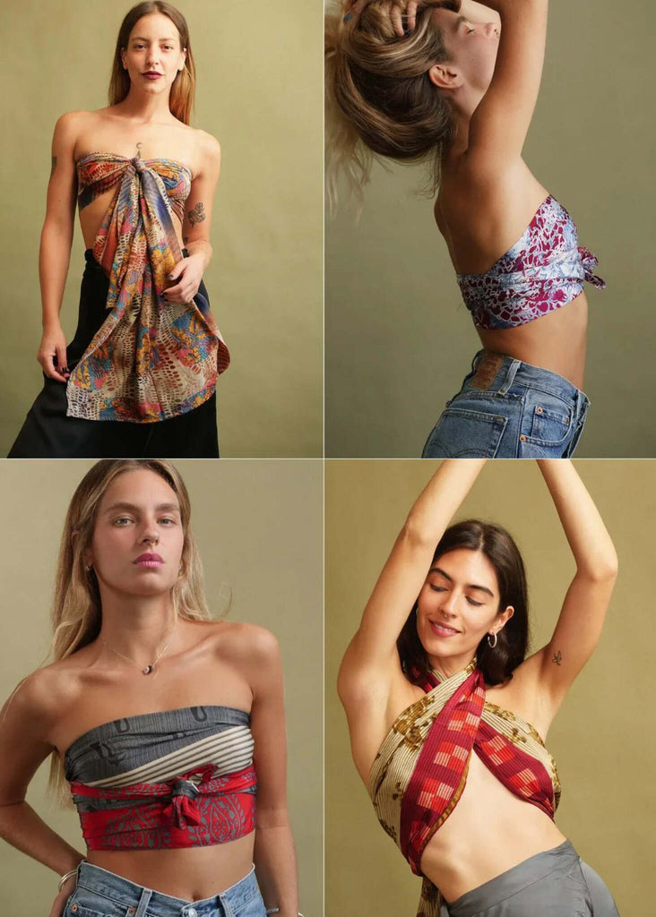 Bijal Silk Scarf — Scarf styled as tops on models — MYFASHIONFRUIT