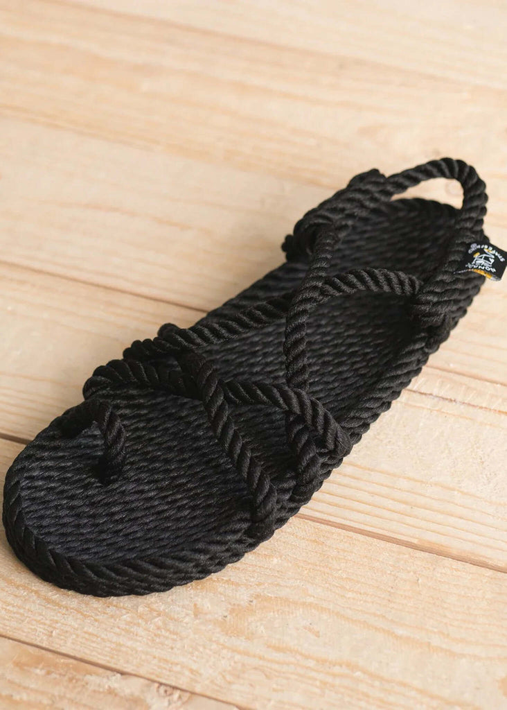 Toe Joe Black Sandals — black rope sandal — MYFASHIONFRUIT