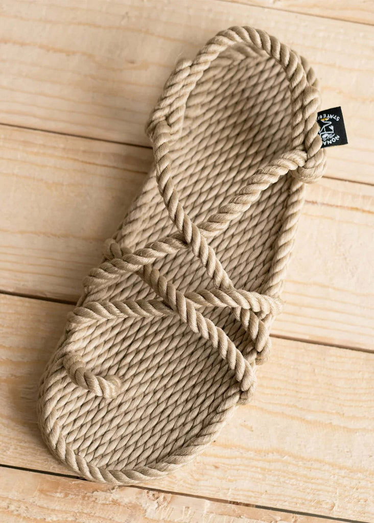 Toe Joe Camel Sandals — rope detail, light brown — MYFASHIONFRUIT