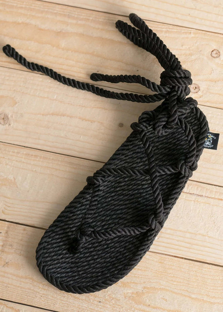 Romano Black Sandals — Black rope sandal, detail — MYFASHIONFRUIT