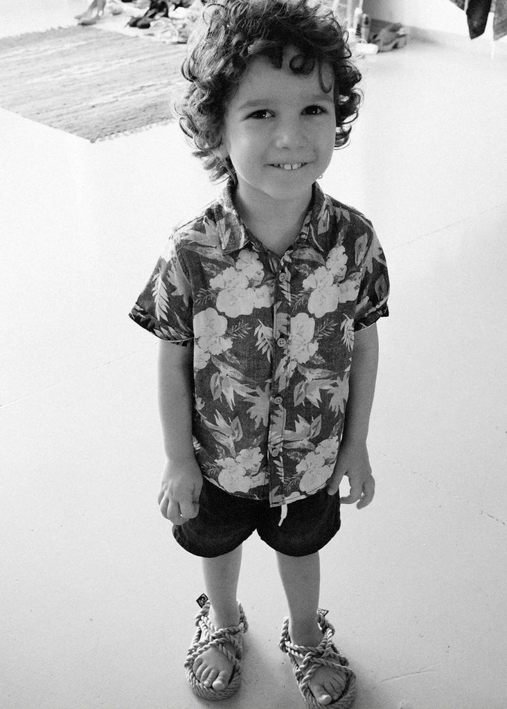 JC Kids Camel Sandals — on model, rope detail — MYFASHIONFRUIT