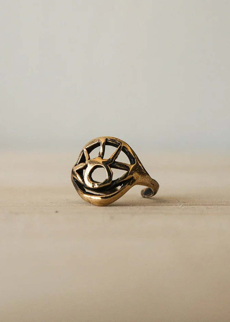 Evil Eye Ring — Detail of gold statement ring — MYFASHIONFRUIT