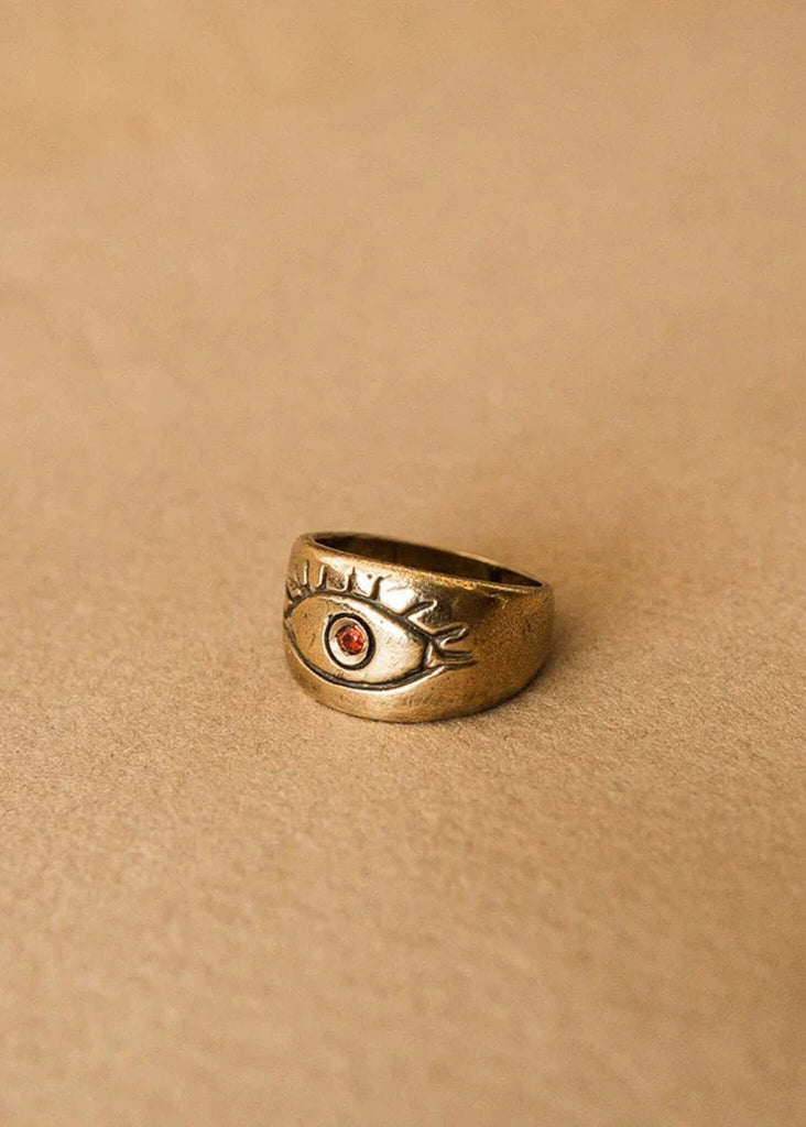 Magic Eye Garnet Ring — Gold ring with eye detail — MYFASHIONFRUIT