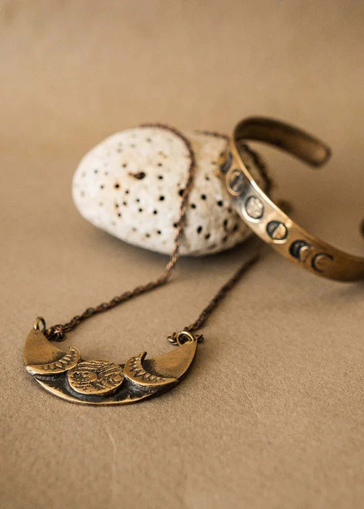 Eclipse Necklace — Bronze necklace and bracelet detail — MYFASHIONFRUIT