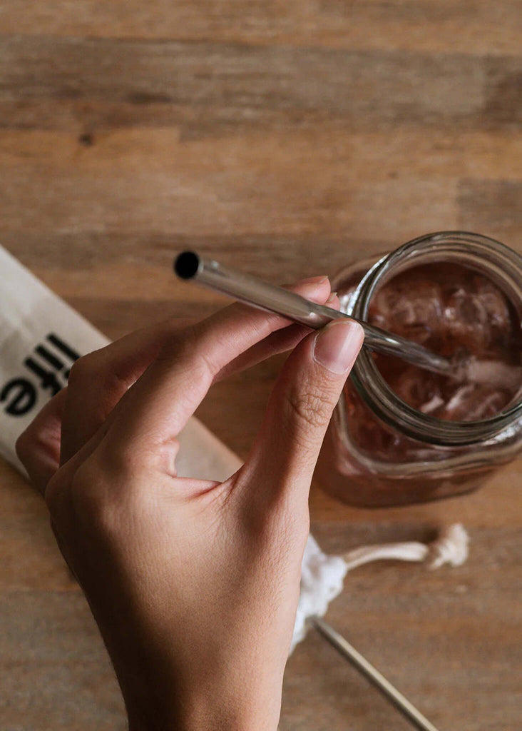Ecolife Stainless Steel Straws Set — stainless steel straw in drink — MYFASHIONFRUIT