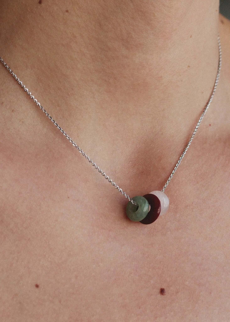 Love Creation & Heal Pendant — Silver chain necklace on model — MYFASHIONFRUIT