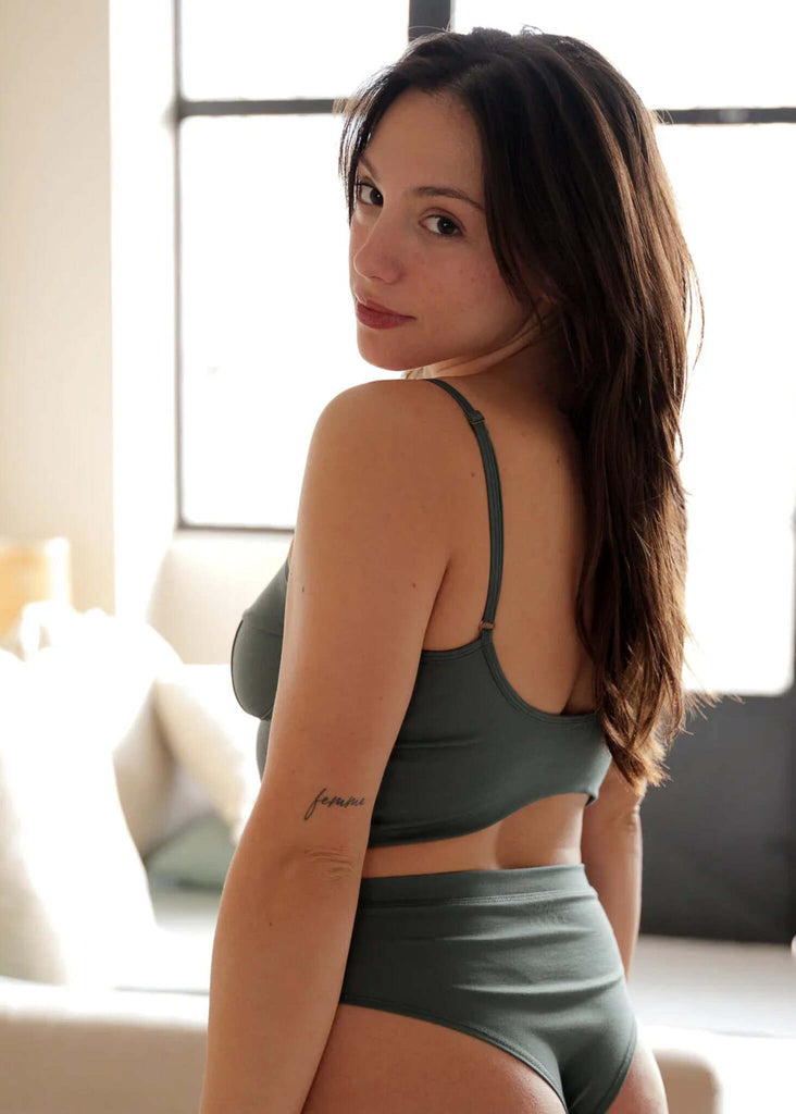 Eden Top — Green, on model, back view — MYFASHIONFRUIT