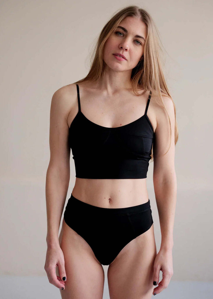Eden Top — Black underwear set on model — MYFASHIONFRUIT