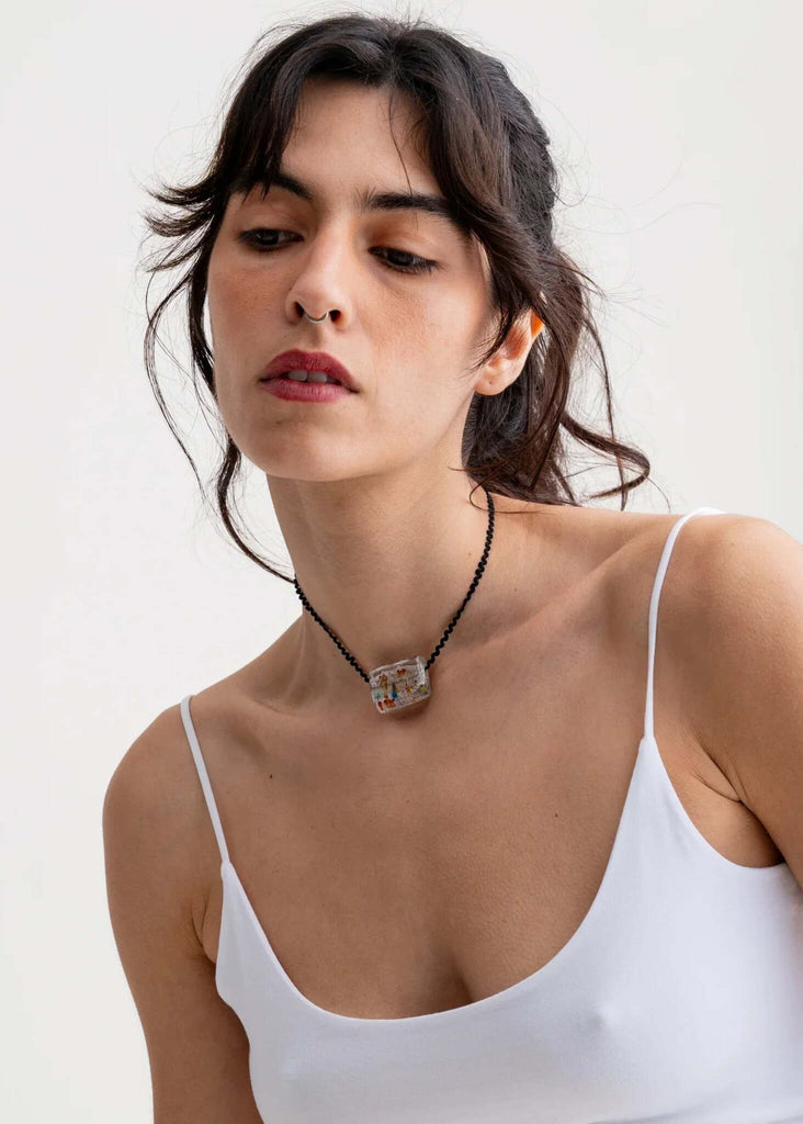 Moana Pendant — Cube pendant on model — MYFASHIONFRUIT