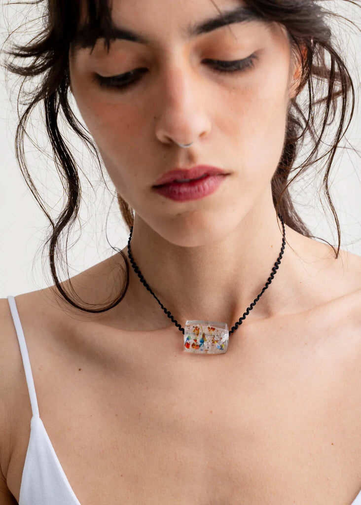 Moana Pendant — pendant on model, black cord — MYFASHIONFRUIT