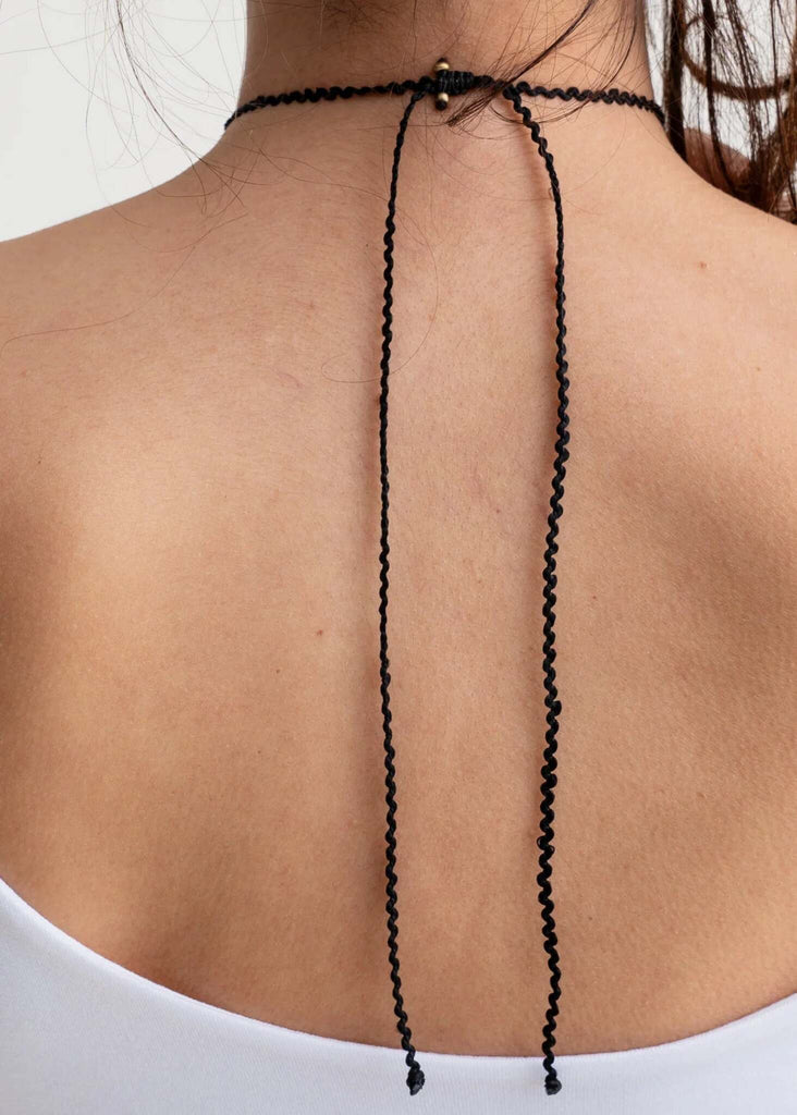 Moana Pendant — Black rope necklace on model, detail — MYFASHIONFRUIT