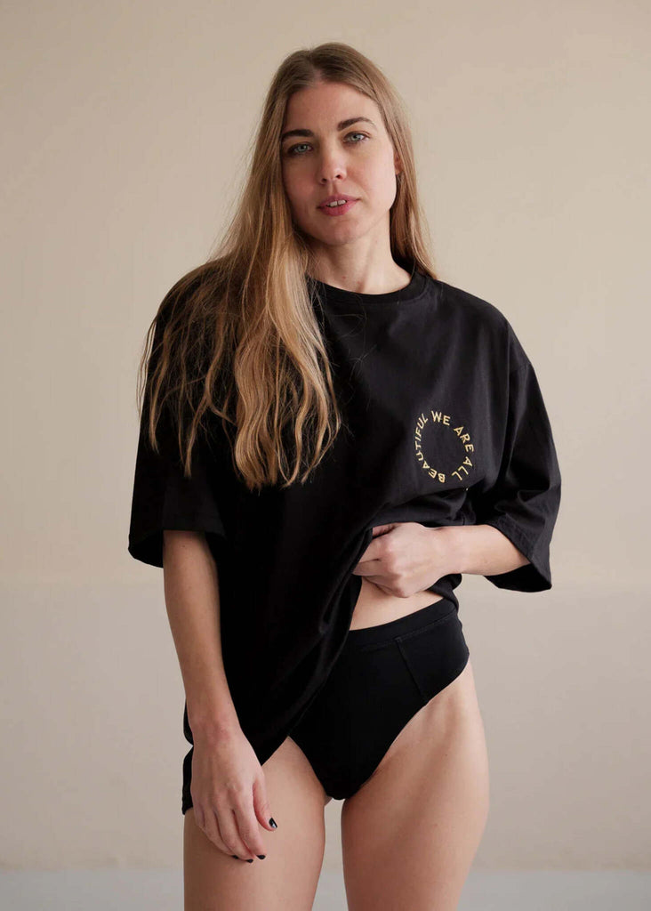 Eden Undies — Black cotton briefs on model — MYFASHIONFRUIT