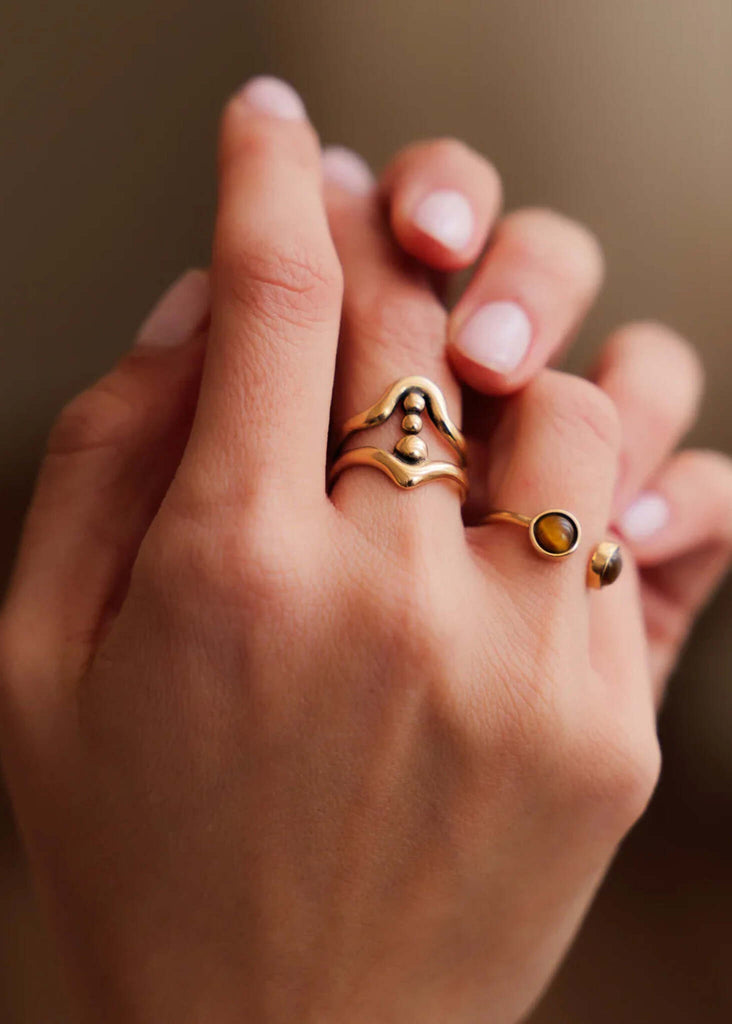 Apollo Ring — gold rings on hand, detail — MYFASHIONFRUIT