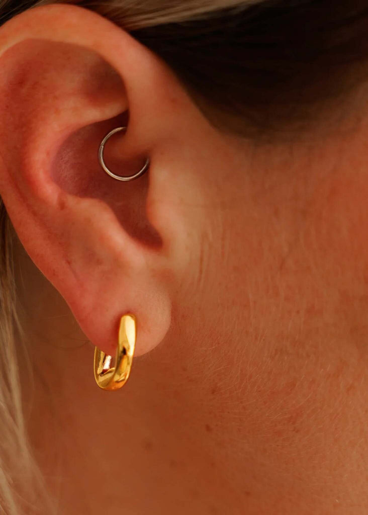 Hebe Hoops — gold hoops and silver helix piercing, detail — MYFASHIONFRUIT