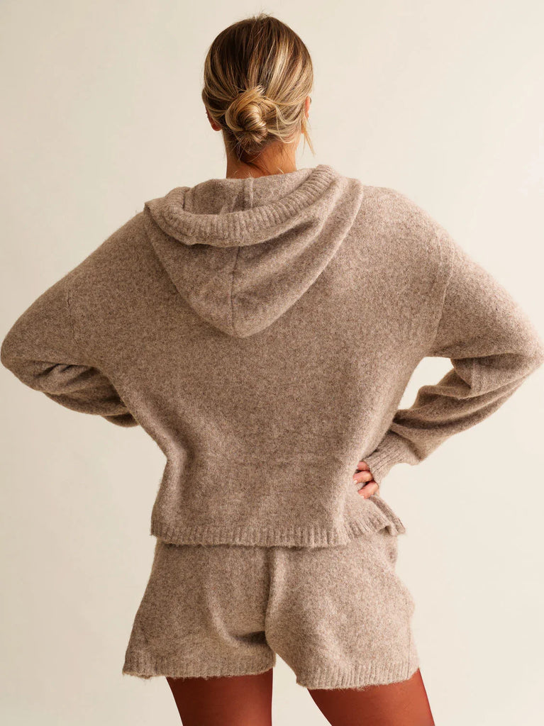 Myrtille Sweater — Brown knitwear set on model, back view — MYFASHIONFRUIT