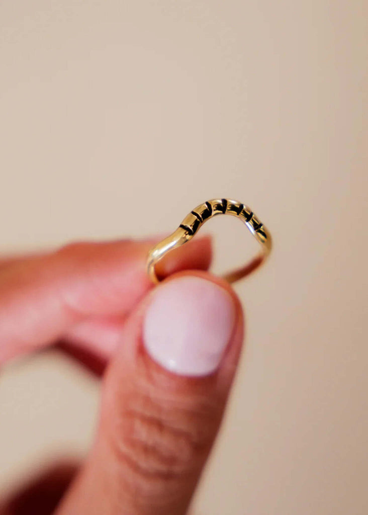 Solar Ring — Gold ring with black stripes, detail — MYFASHIONFRUIT