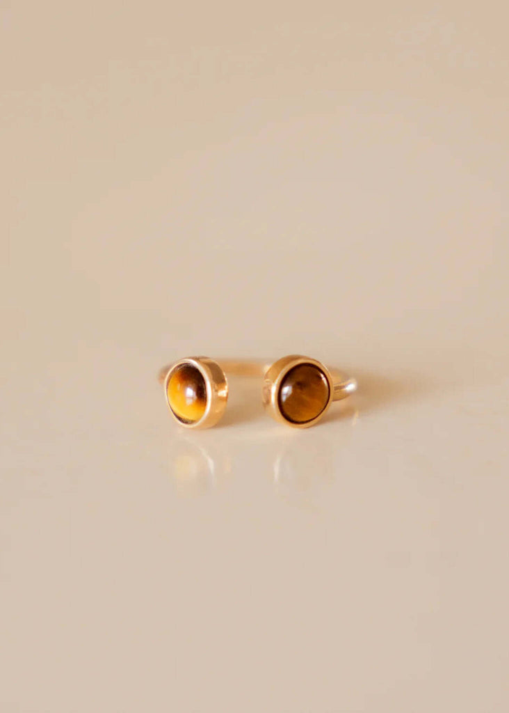 Canis Minor Ring — Gold ring with tiger's eye stones, detail — MYFASHIONFRUIT