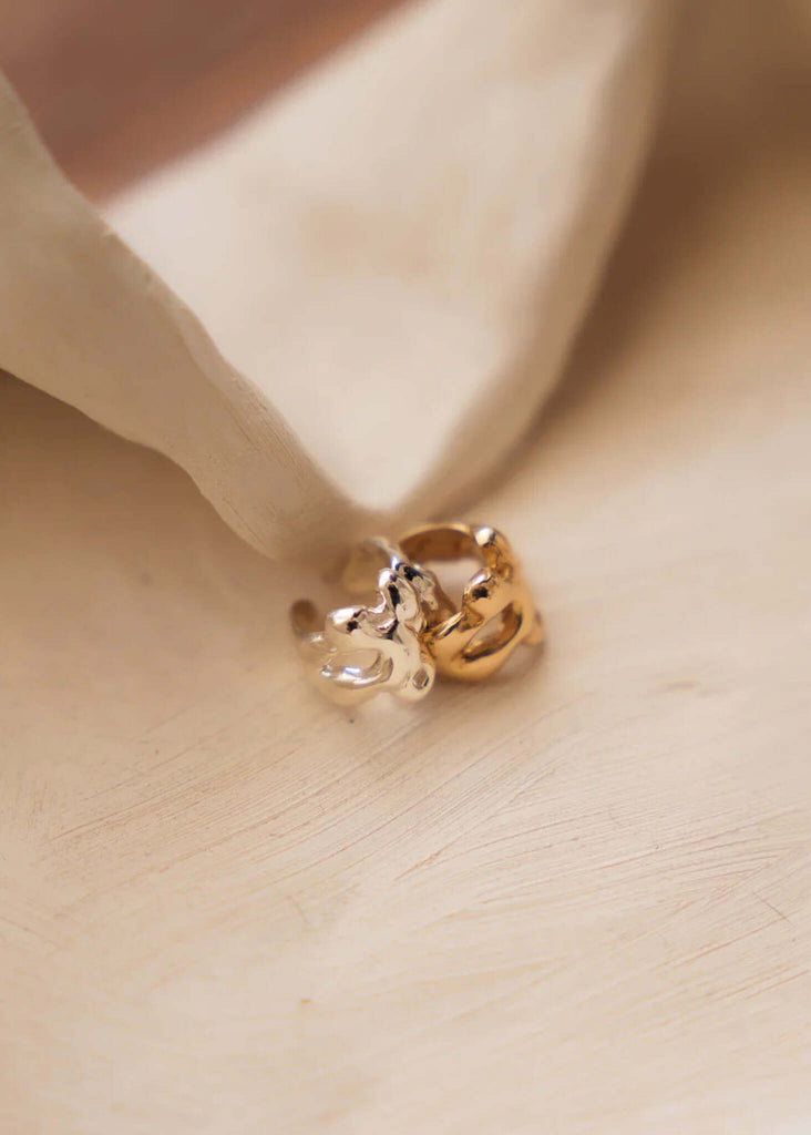 Tara Minimal Ear Cuff — Silver & gold ear cuffs, detail — MYFASHIONFRUIT