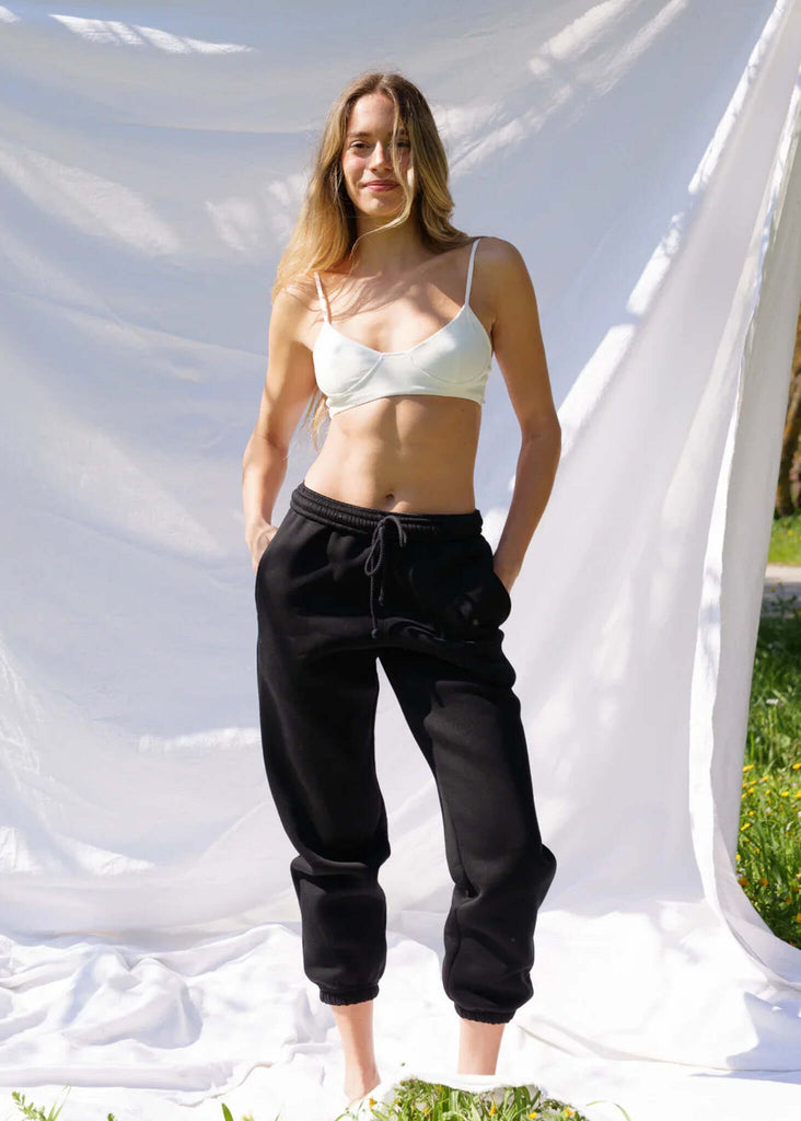Mff Unisex Sweatpants — Black sweatpants on model — MYFASHIONFRUIT