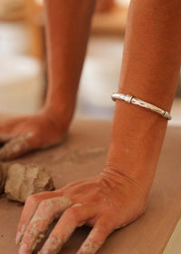 Lovis Bracelet — Silver bangle bracelet on model — MYFASHIONFRUIT