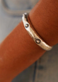 Erez Bracelet — Silver bracelet with dots on model — MYFASHIONFRUIT