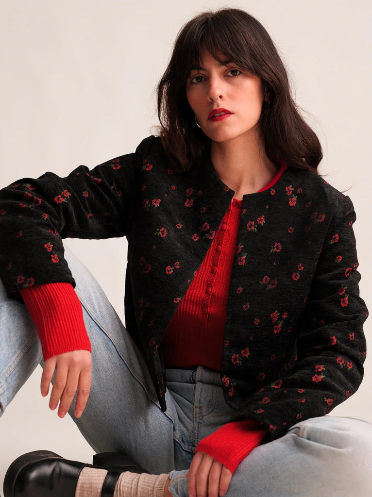 Narcissa Blazer — Floral print blazer on model — MYFASHIONFRUIT