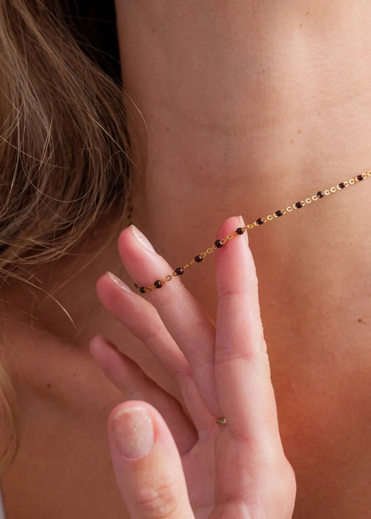 Dakota Necklace — gold chain with black beads detail — MYFASHIONFRUIT