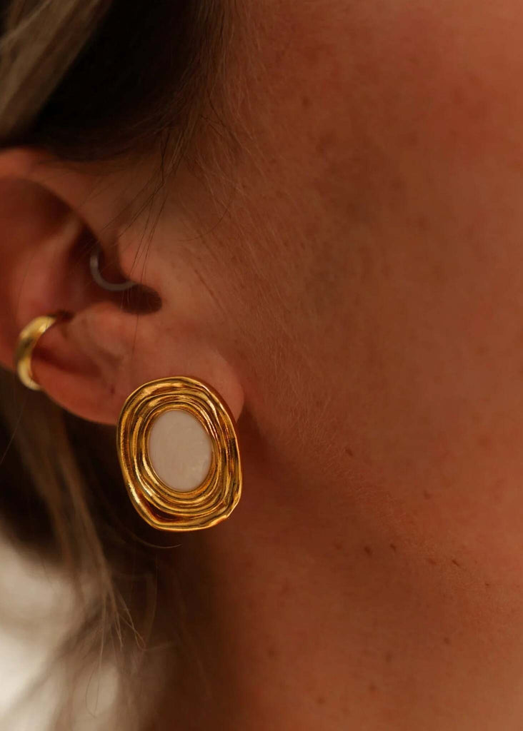 Milcah Earrings — Gold tone earrings detail — MYFASHIONFRUIT