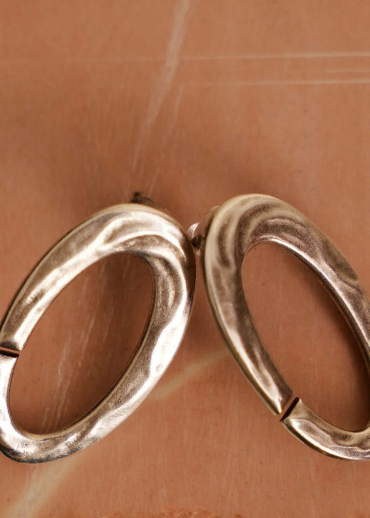 Kiah Earrings — Silver oval hoops detail — MYFASHIONFRUIT