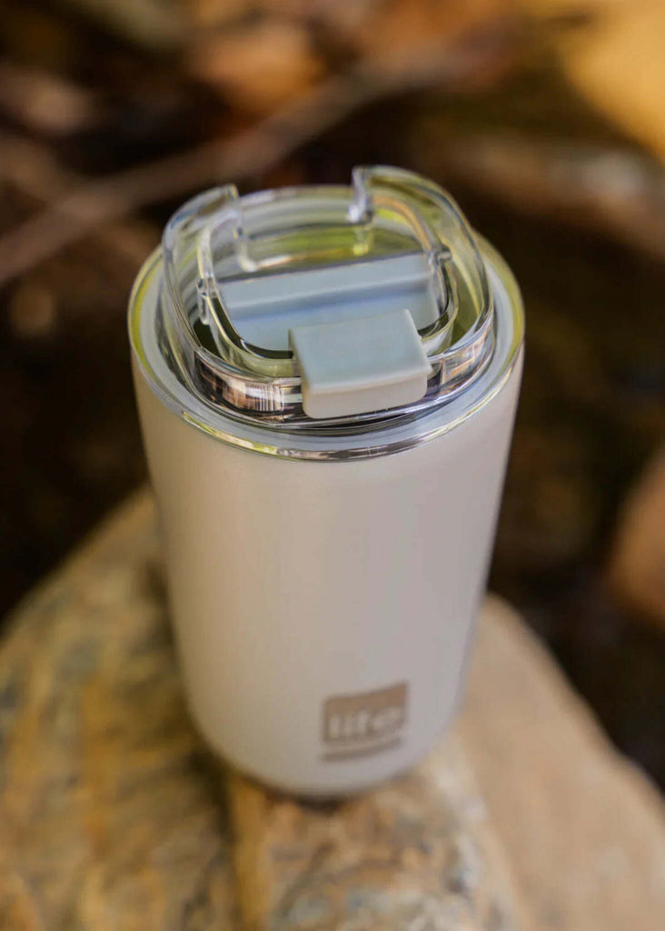 Ecolife Pure Grey Coffee Thermos — detail of grey thermos — MYFASHIONFRUIT