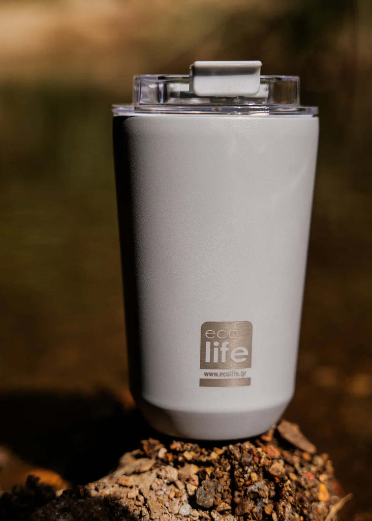 Ecolife Pure Grey Coffee Thermos — grey thermos, detail — MYFASHIONFRUIT