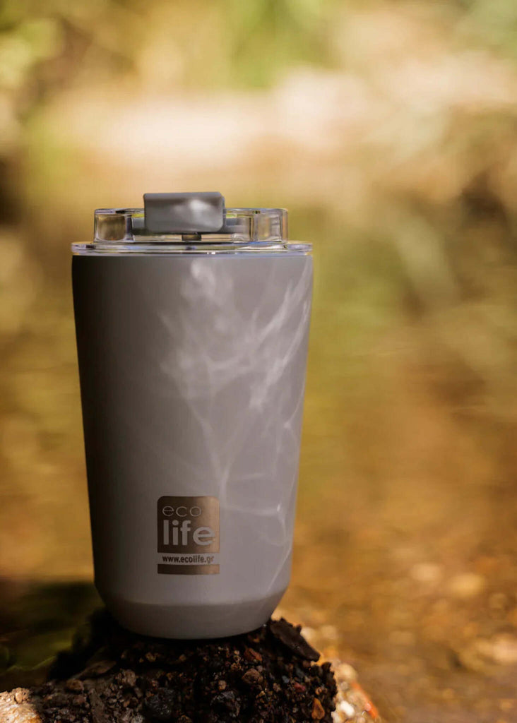 Ecolife Pure Grey Coffee Thermos — grey stainless steel mug — MYFASHIONFRUIT