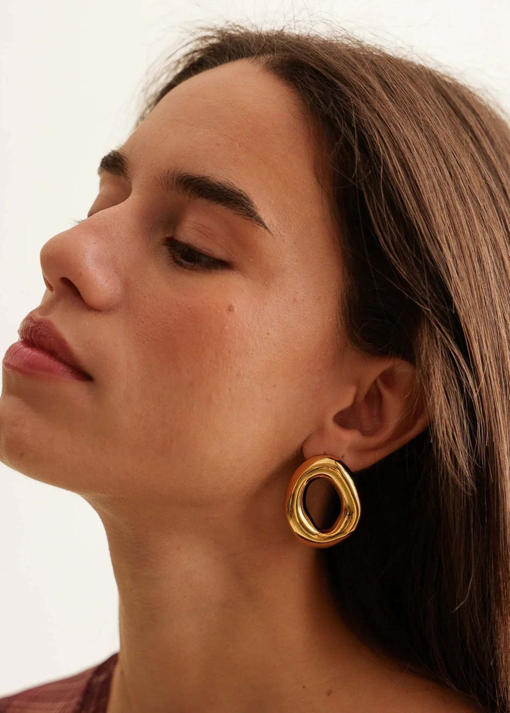 Jolee Earrings — gold earrings on model, detail — MYFASHIONFRUIT