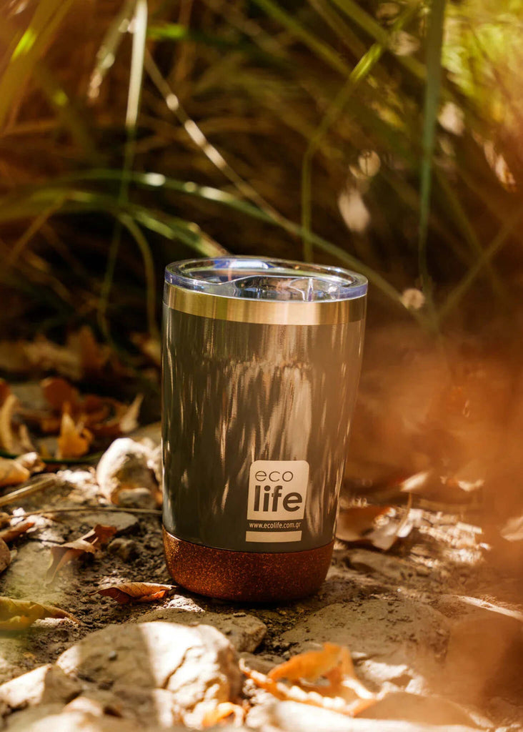 Ecolife Coffee Light Grey Thermos — thermos detail, light grey, cork base — MYFASHIONFRUIT