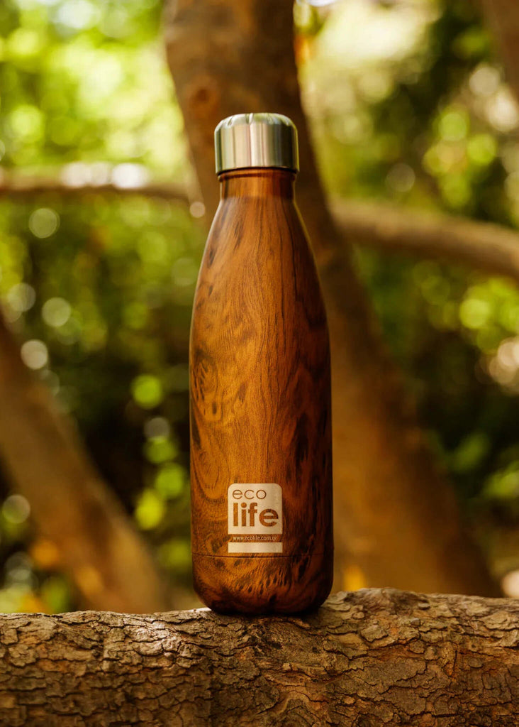 Ecolife Wood Thermos — woodgrain bottle with metal lid — MYFASHIONFRUIT