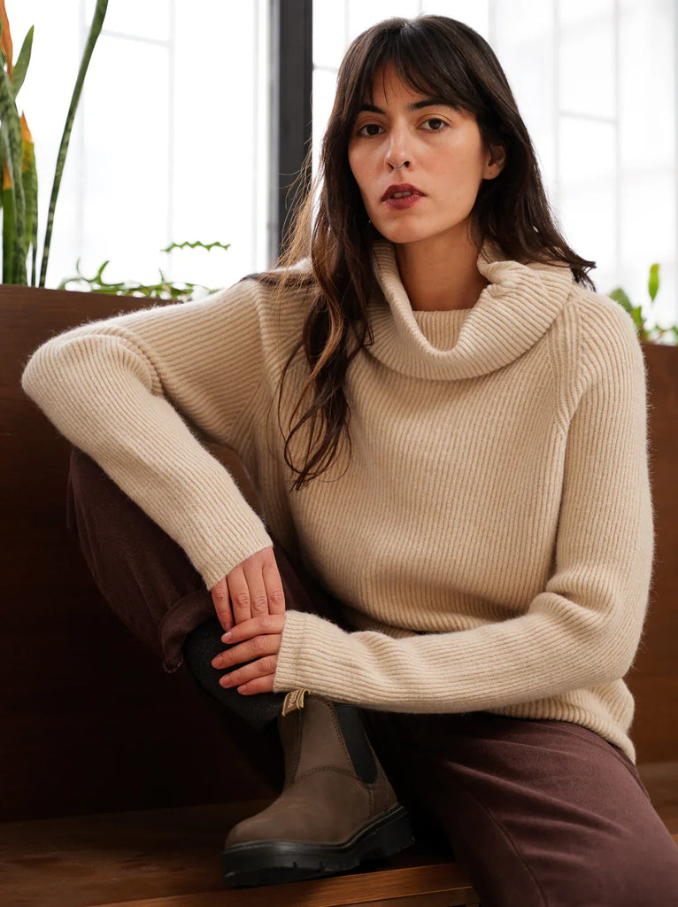 Sundae Sweater — Beige knit on model — MYFASHIONFRUIT