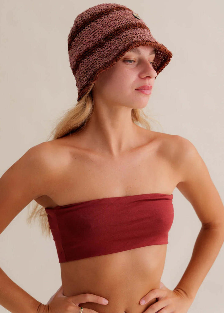 Crochet Hat - Rosa — Crochet hat on model — MYFASHIONFRUIT