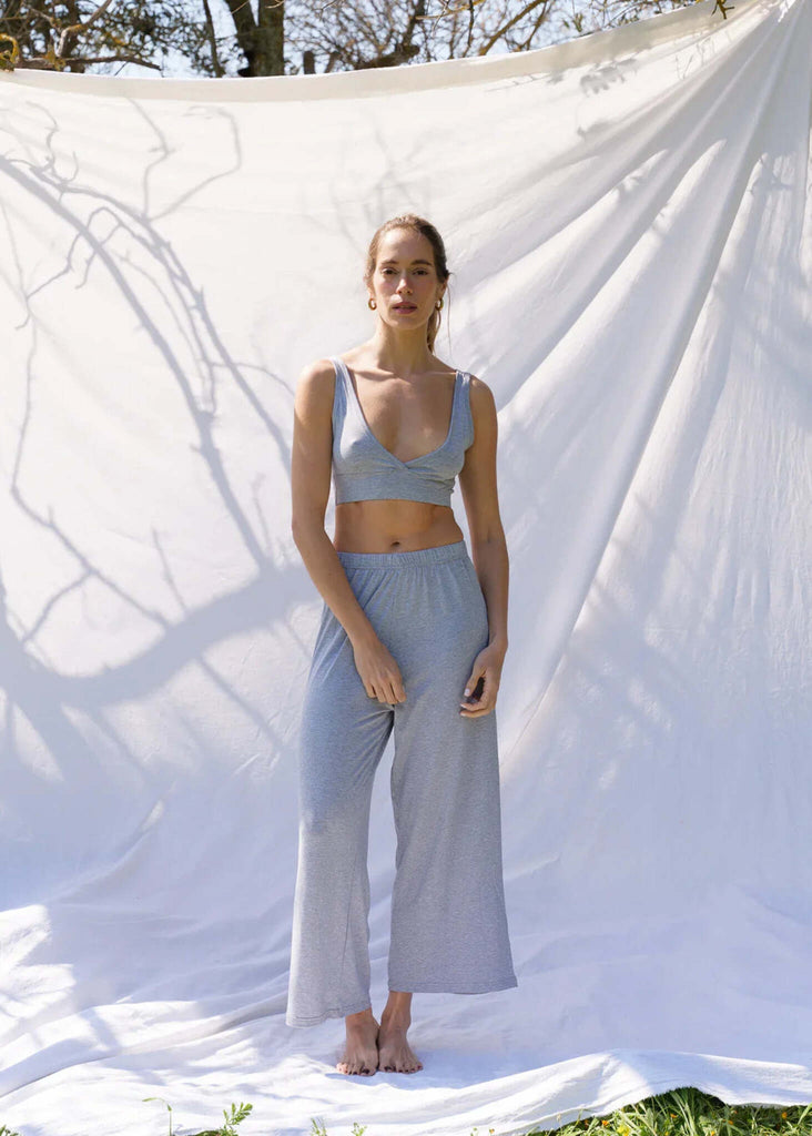 Tender Pants — Grey wide-leg pants on model — MYFASHIONFRUIT