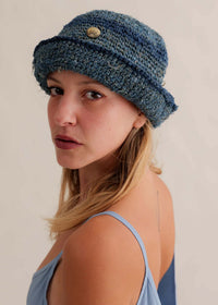 Crochet Hat - Azul — blue crochet hat on model — MYFASHIONFRUIT