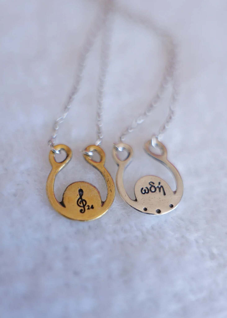 Ode to Joy 2024 Pendant — Gold and silver pendants, detail — MYFASHIONFRUIT