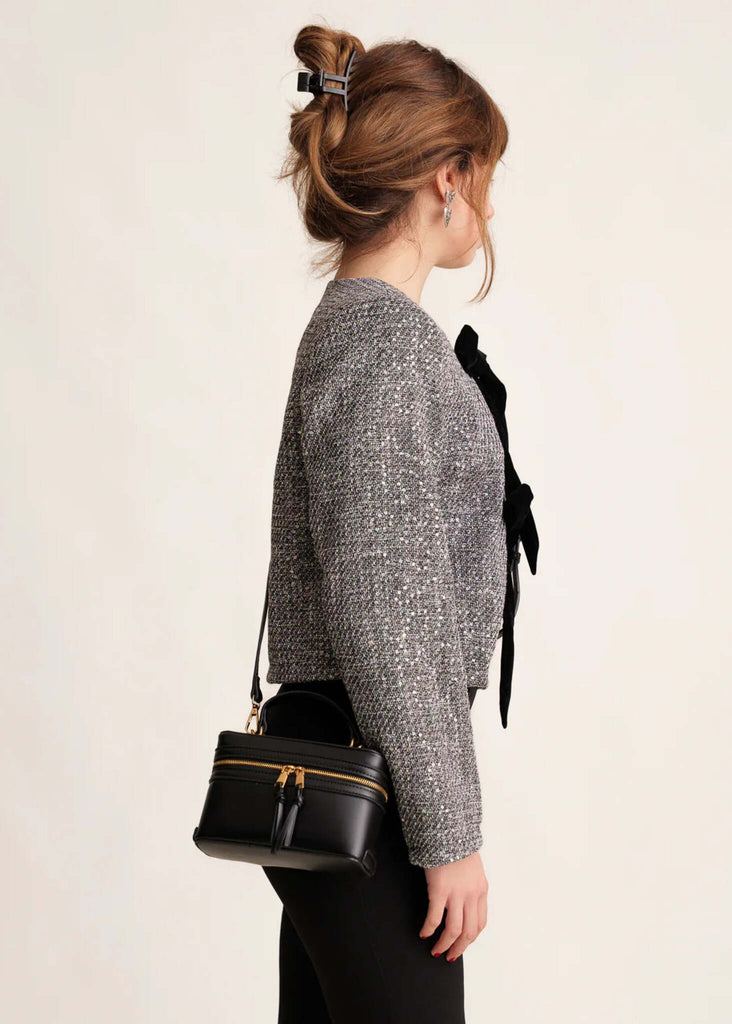 Bijou Bag — Black leather box bag on model — MYFASHIONFRUIT