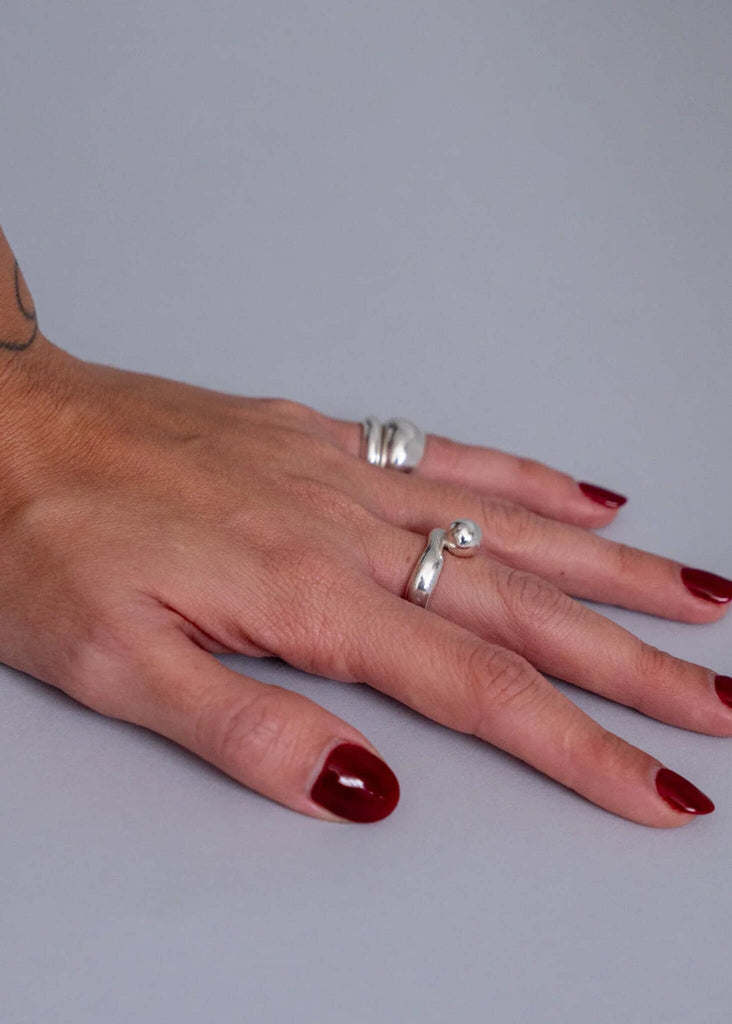 Nausicaa Ring — Silver rings on hand with red nails — MYFASHIONFRUIT