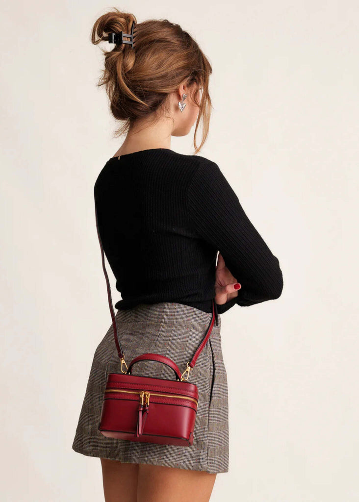 Bijou Bag — Red leather bag on model — MYFASHIONFRUIT